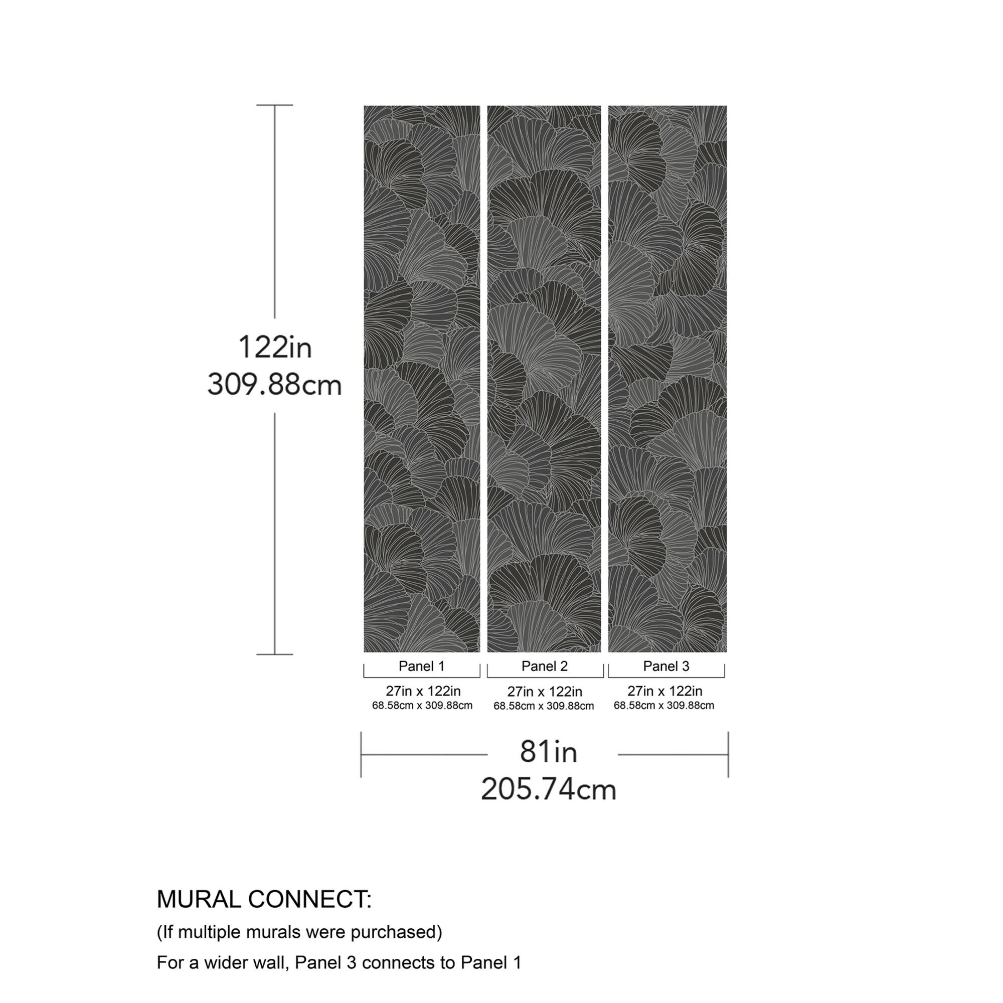 Katie Hunt Charcoal Gray Petals Wall Mural